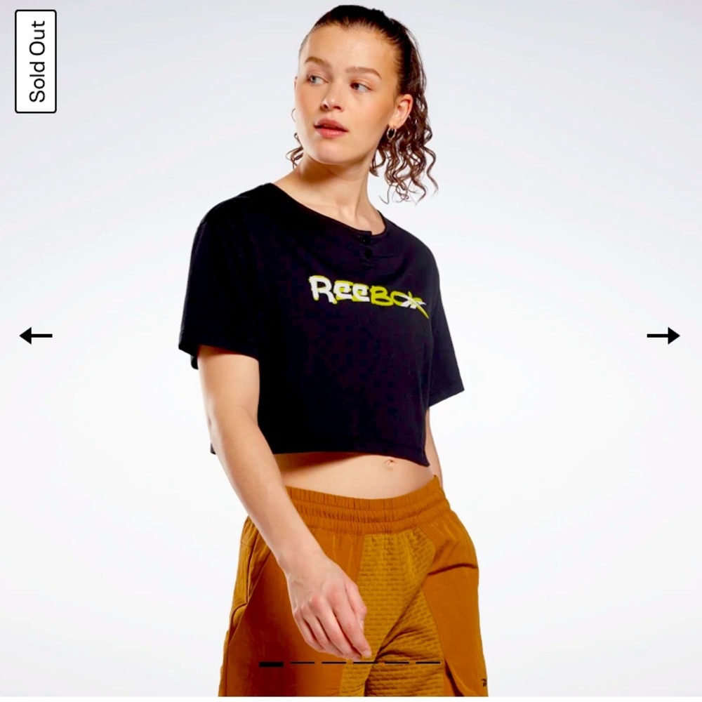 Reebok black MYT Crop Tee Shirt in Black